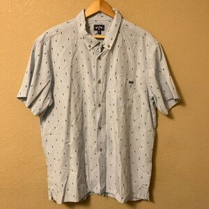 Billabong Men’s Short Sleeve Dress Shirt Size XXL (Shrunk to XL) Light Blue